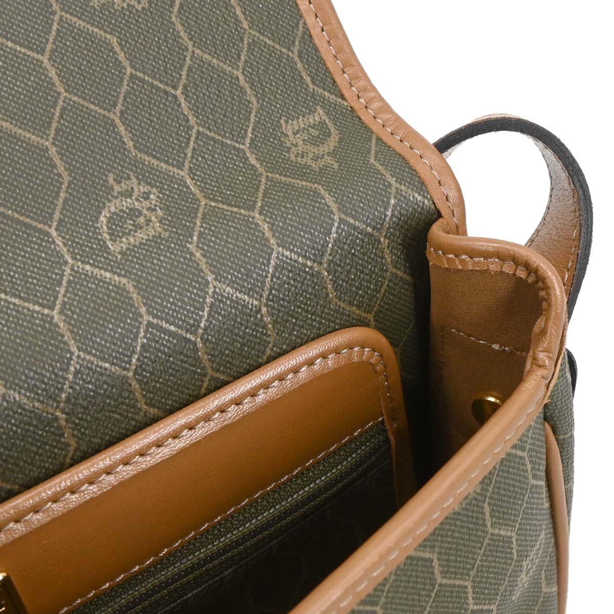 Christian Dior Brown Leather Honeycomb Shoulder Bag