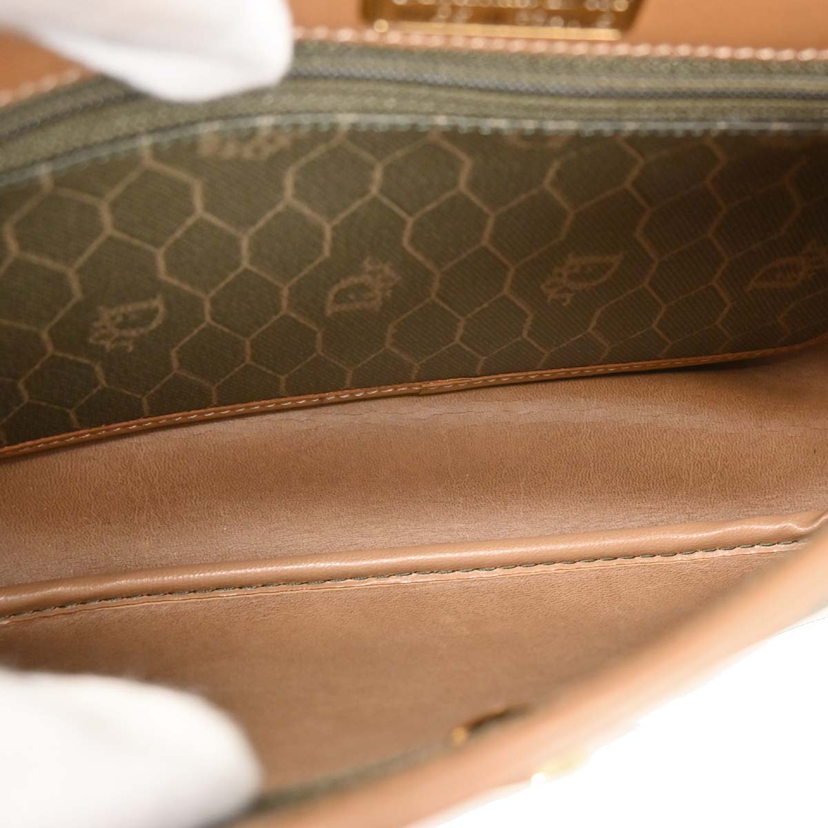 Christian Dior Brown Leather Honeycomb Shoulder Bag