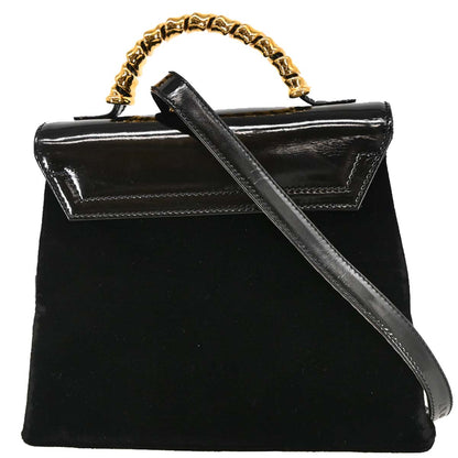 Loewe Black Velvet Patent Velazquez 2way Shoulder Handbag