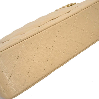 Chanel 2019 Beige Caviar Medium Classic Double Flap Shoulder Bag