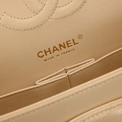 Chanel 2019 Beige Caviar Medium Classic Double Flap Shoulder Bag