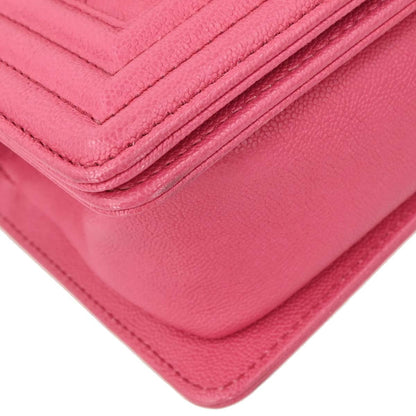 Boy Chanel 2020-2021 Pink Caviar Small Chain Shoulder Bag
