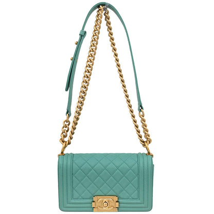 Boy Chanel 2019 Emerald Green Lambskin Small Chain Shoulder
