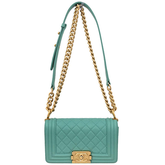 Boy Chanel 2019 Emerald Green Lambskin Small Chain Shoulder