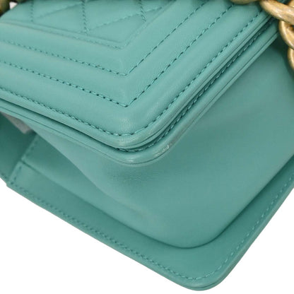 Boy Chanel 2019 Emerald Green Lambskin Small Chain Shoulder