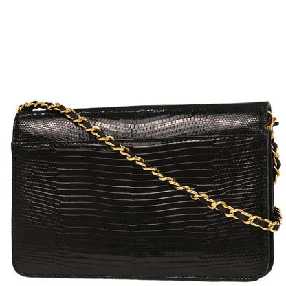Chanel * 2014 Black Lizard Wallet on Chain WOC