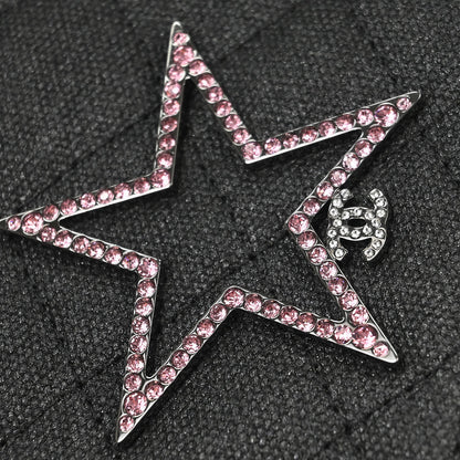 Chanel 2018 Gray Canvas Rhinestone Mademoiselle Lock Wallet on Chain WOC