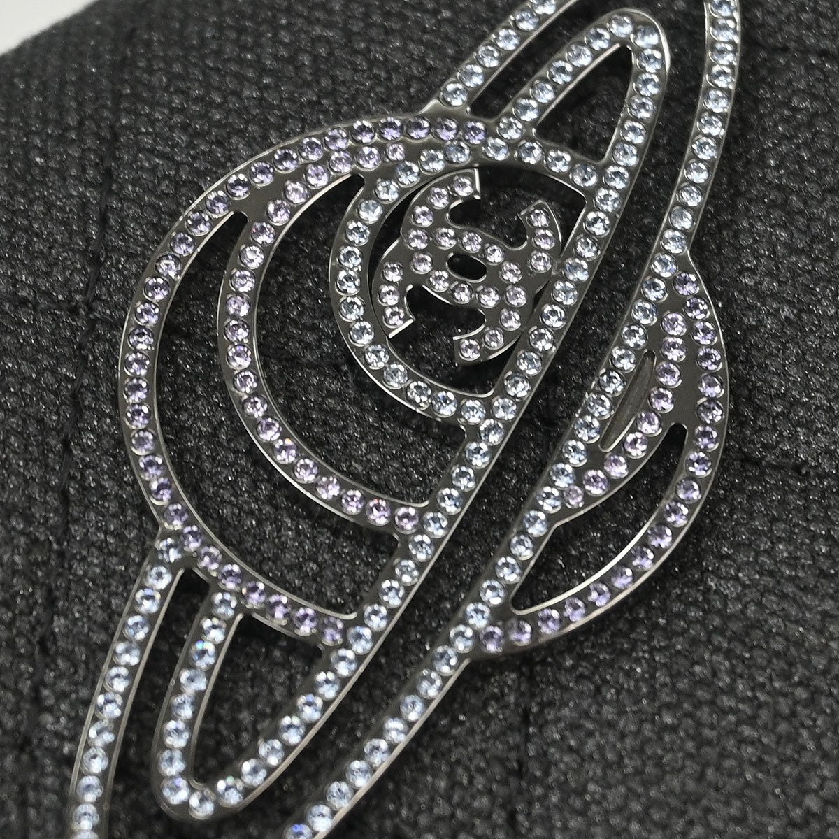 Chanel 2018 Gray Canvas Rhinestone Mademoiselle Lock Wallet on Chain WOC