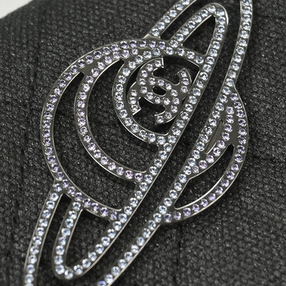 Chanel 2018 Gray Canvas Rhinestone Mademoiselle Lock Wallet on Chain WOC