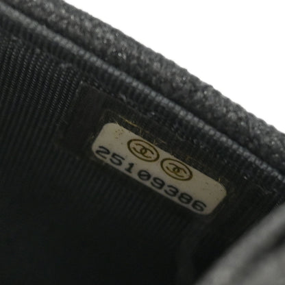 Chanel 2018 Gray Canvas Rhinestone Mademoiselle Lock Wallet on Chain WOC