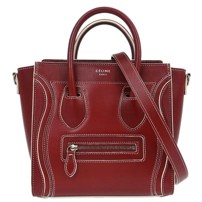 Celine Red Leather Nano Luggage Tote Bag