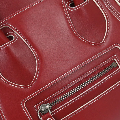 Celine Red Leather Nano Luggage Tote Bag