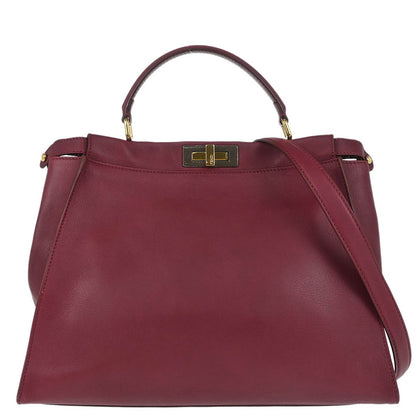 Fendi Bordeaux Leather Peekaboo 2way Shoulder Handbag