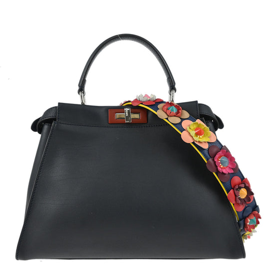 Fendi Black Leather Peekaboo 2way Shoulder Handbag