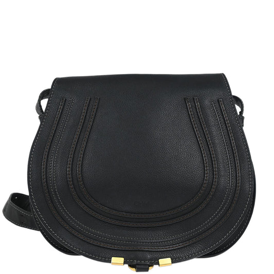 Chloe Black Leather Marcie Shoulder Bag