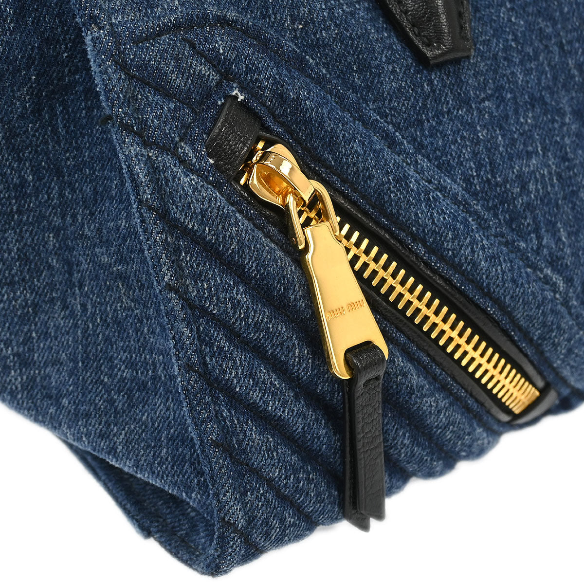 Miu Miu Blue Denim Biker 2way Shoulder Handbag