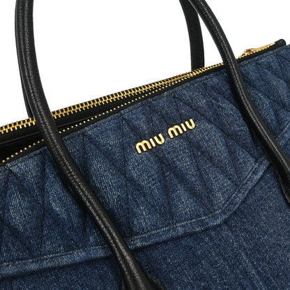 Miu Miu Blue Denim Biker 2way Shoulder Handbag