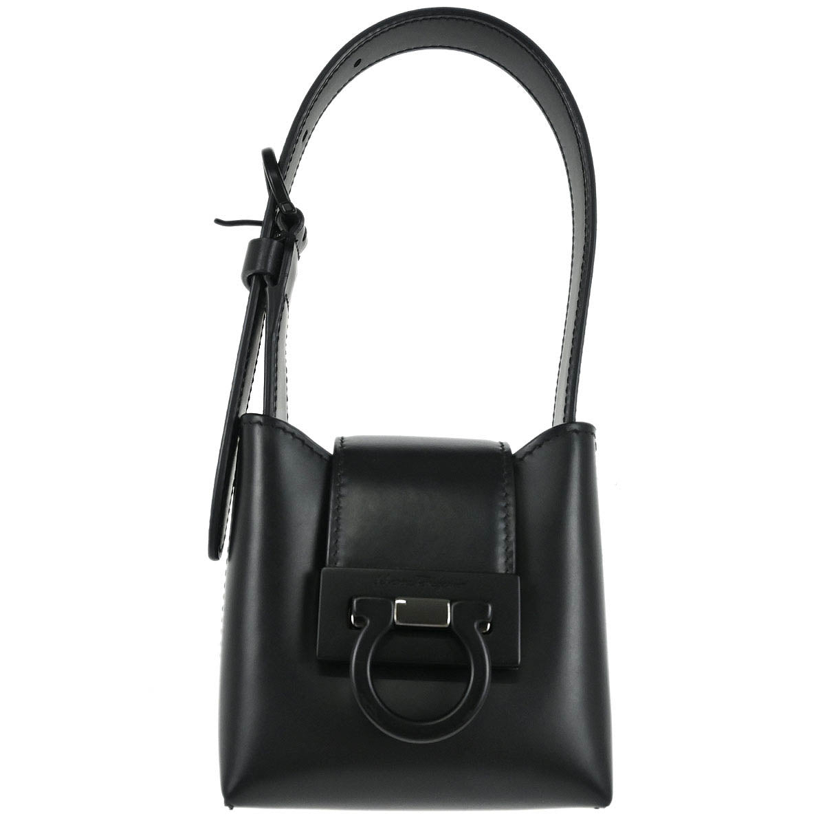 Salvatore Ferragamo Black Leather Gancini Handbag