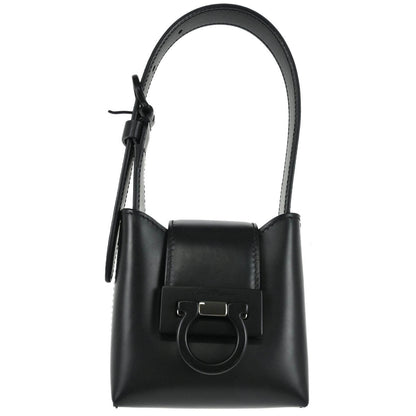 Salvatore Ferragamo Black Leather Gancini Handbag