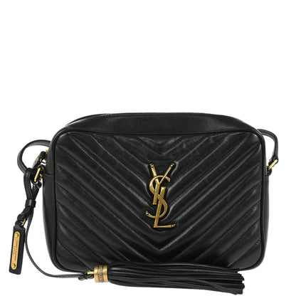 Saint Laurent Black Leather Lou Shoulder Camera Bag
