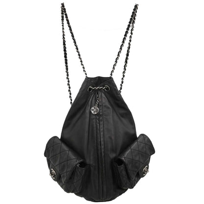 Chanel 2012-2013 Black Lambskin 2way Shoulder Backpack Shoulder Bag