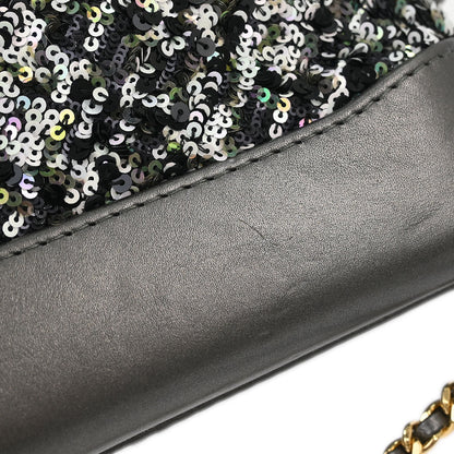 Chanel 2019 Gray Calfskin Sequins Small Gabrielle Shoulder Bag