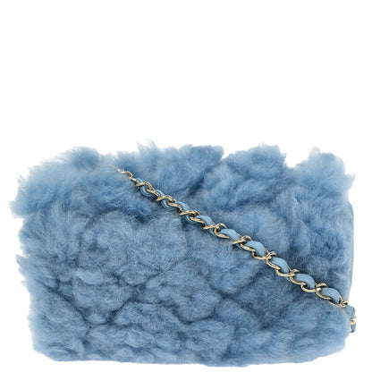 Chanel 2019 Light Blue Shearling Lambskin Shoulder Bag