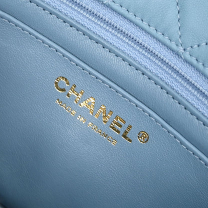 Chanel 2019 Light Blue Shearling Lambskin Shoulder Bag