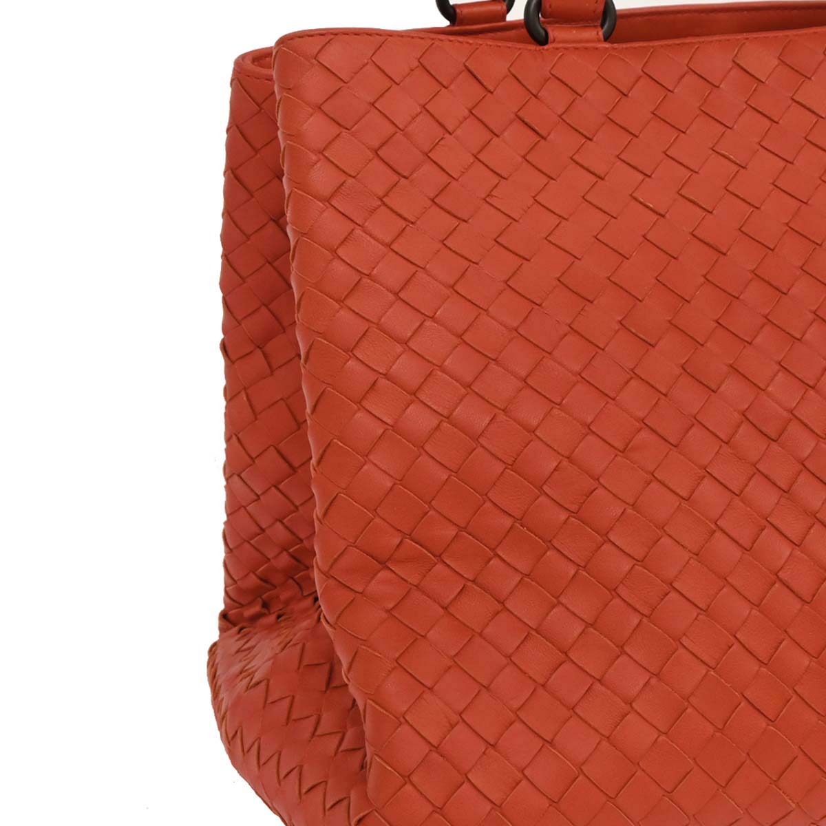 Bottega Veneta Vermilion Red Leather Intrecciato Tote Handbag