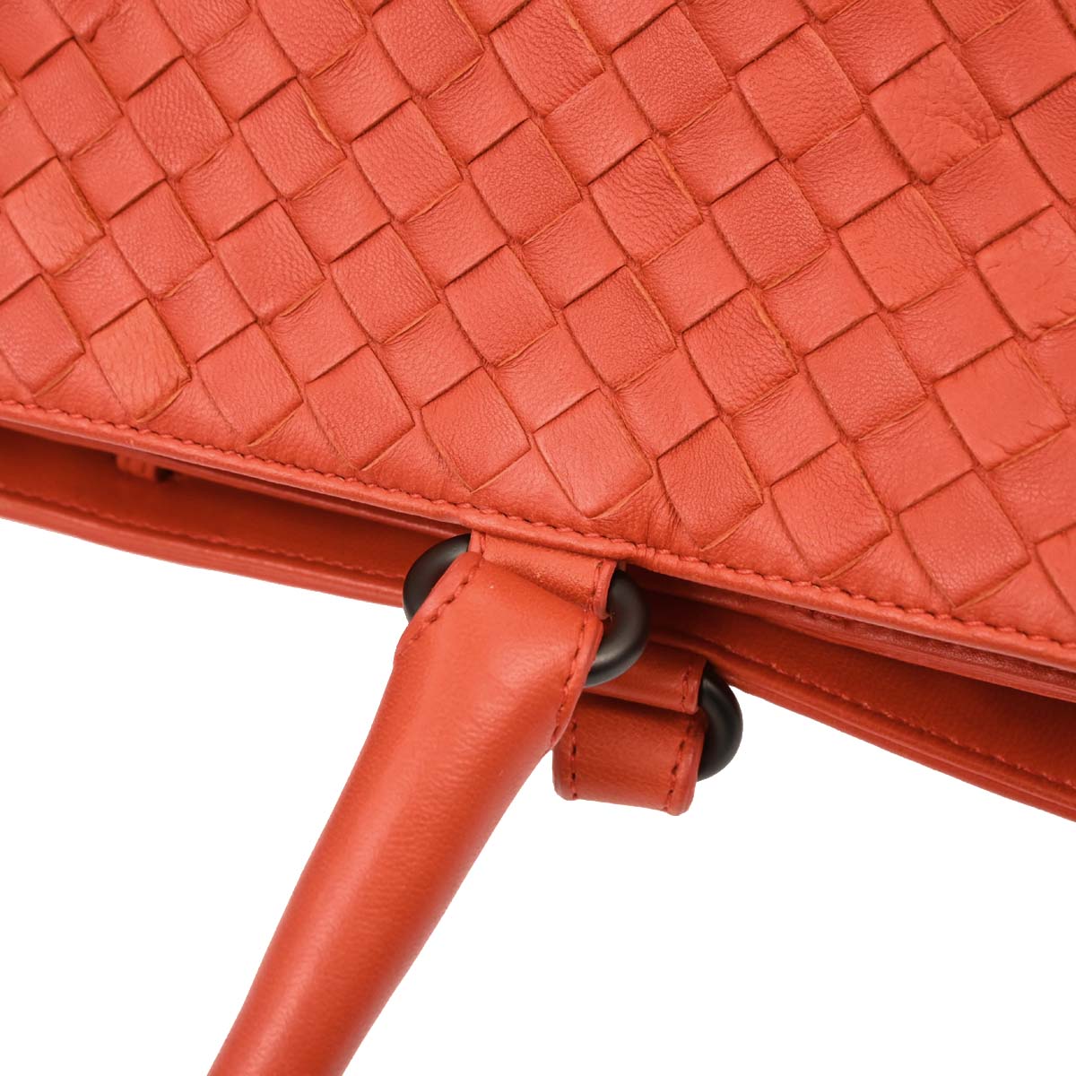 Bottega Veneta Vermilion Red Leather Intrecciato Tote Handbag