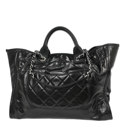 Chanel 2016-2017 Black Calfskin Medium Deauville 2way Shoulder Tote Bag