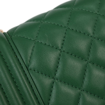 Boy Chanel 2016-2017 Green Lambskin Medium Shoulder Bag