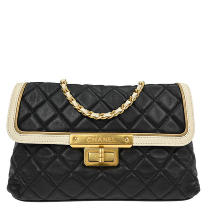 Chanel 2011 Black Lambskin Mademoiselle Lock Shoulder Bag