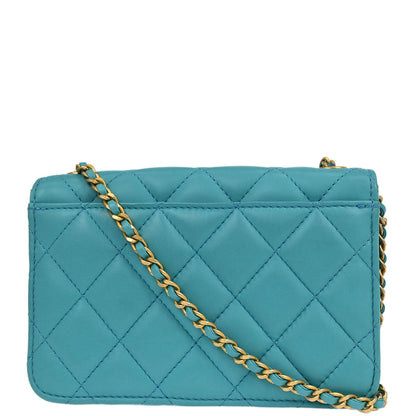Chanel 2018-2019 Light Blue Lambskin Turnlock Full Flap Shoulder Bag