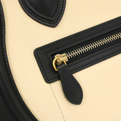 Celine Beige Black Dark Green Leather Micro Luggage Tote Bag