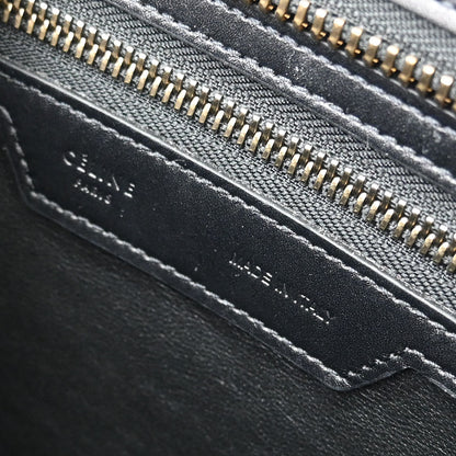 Celine Beige Black Dark Green Leather Micro Luggage Tote Bag