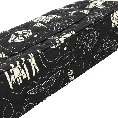 Chanel 2016-2017 Black Satin Airline Medium Classic Double Flap Shoulder Bag