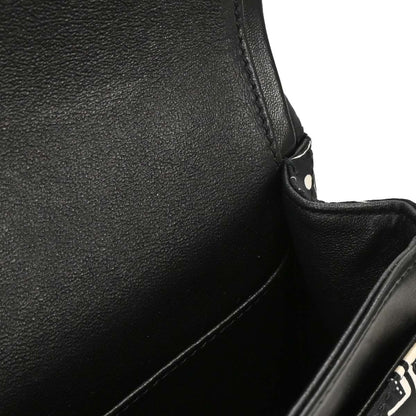 Chanel 2016-2017 Black Satin Airline Medium Classic Double Flap Shoulder Bag