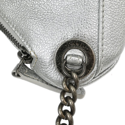 Chanel 2016-2017 Metallic Silver Calfskin Waist Bum Bag