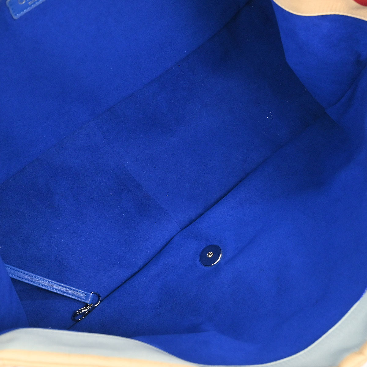 Chanel 2018 Light Blue Navy Satin XXL Quilted Printed Shoulder Bag