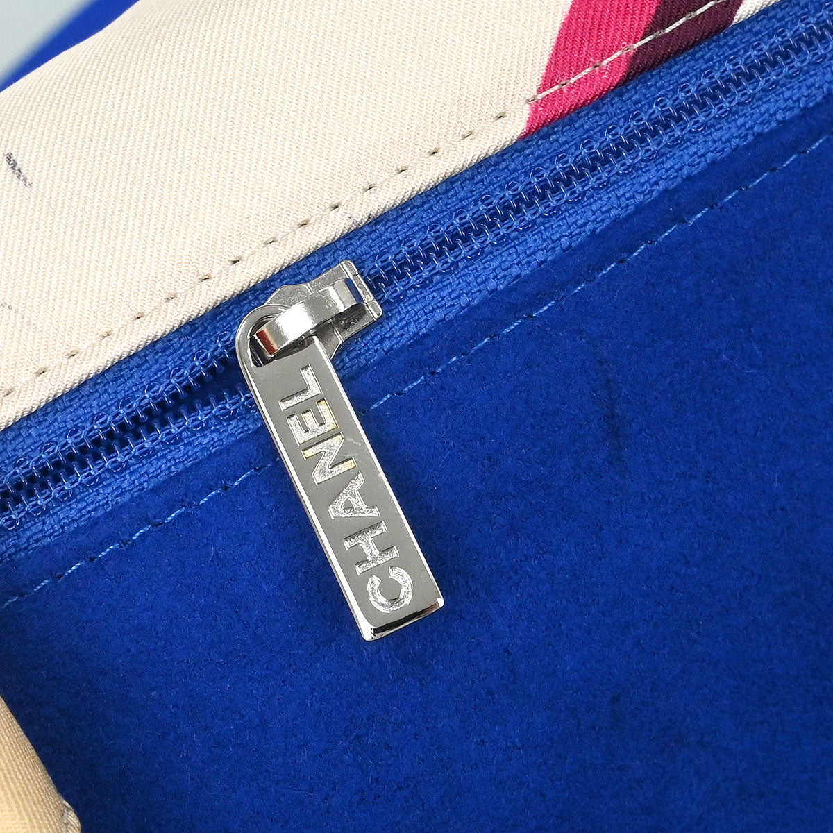 Chanel 2018 Light Blue Navy Satin XXL Quilted Printed Shoulder Bag