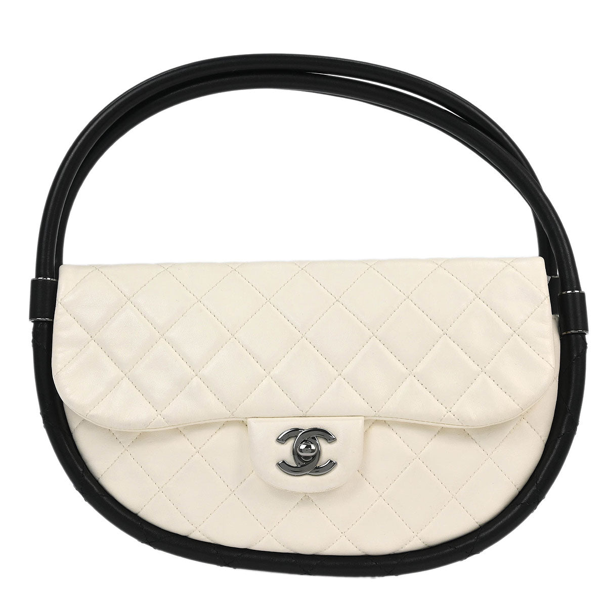 Chanel 2013-2014 White Lambskin Hula Hoop Medium Handbag