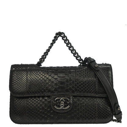 Chanel * 2014-2015 Black Python Perfect Edge Flap Bag 2way Shoulder Handbag