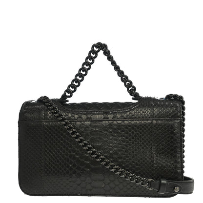 Chanel * 2014-2015 Black Python Perfect Edge Flap Bag 2way Shoulder Handbag