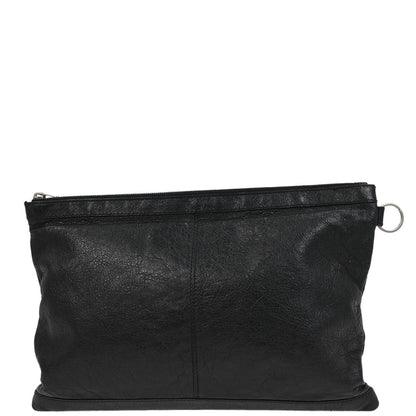 Balenciaga Black Leather Clip L Clutch Bag
