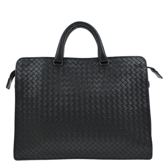 Bottega Veneta Black Intrecciato Business Handbag