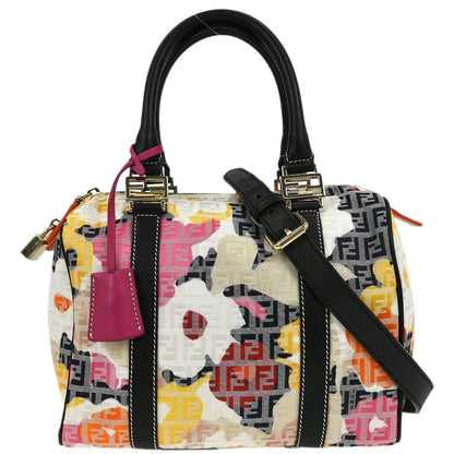 Fendi Black Canvas Zucchino Floral Forever Handbag