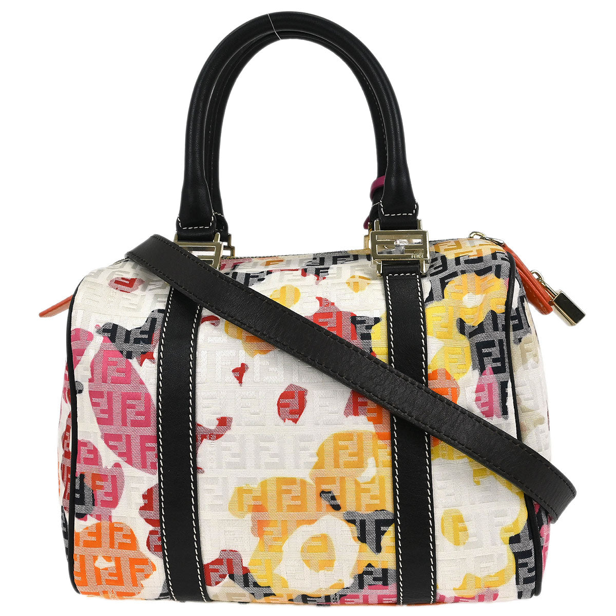 Fendi Black Canvas Zucchino Floral Forever Handbag