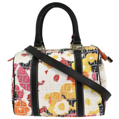 Fendi Black Canvas Zucchino Floral Forever Handbag