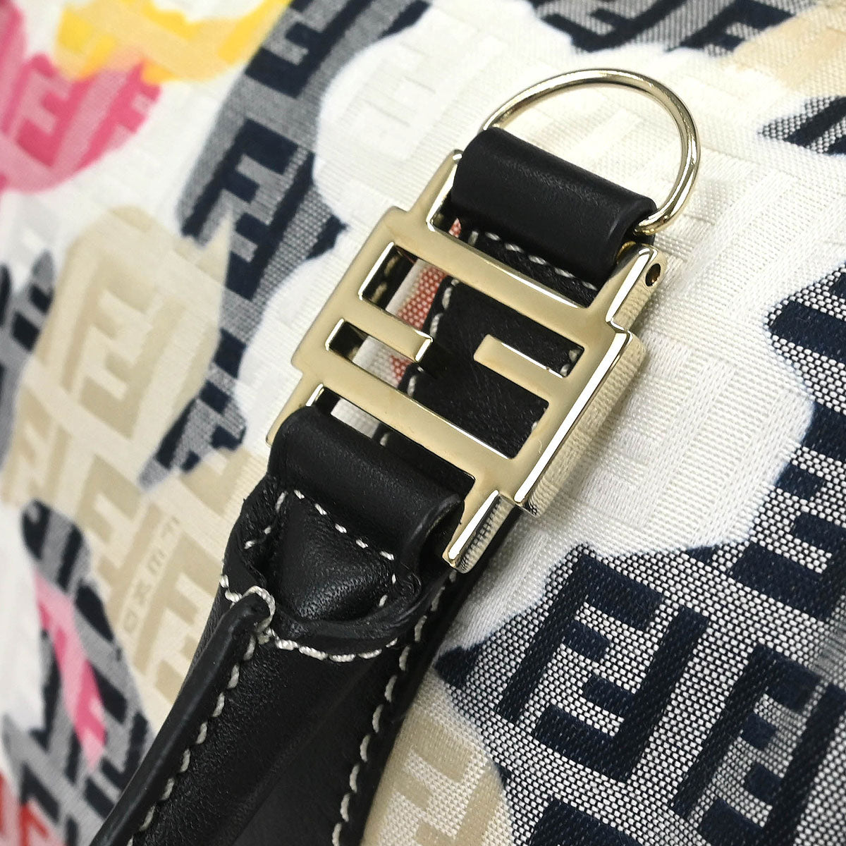 Fendi Black Canvas Zucchino Floral Forever Handbag